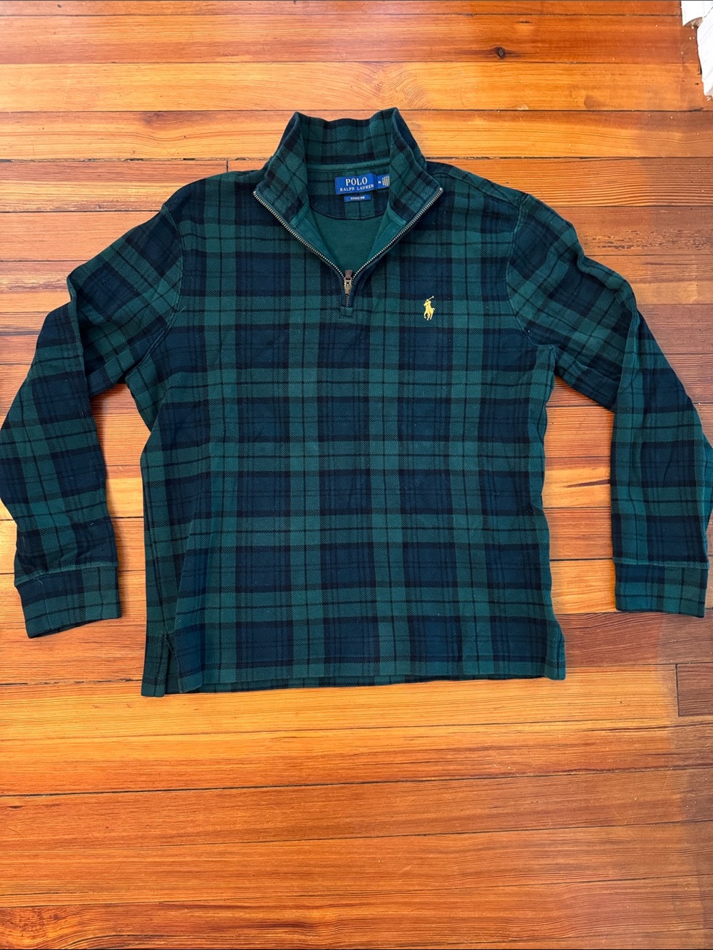 Polo by Ralph Lauren Dark Green & Black Plaid Quarter-Zip Sweater